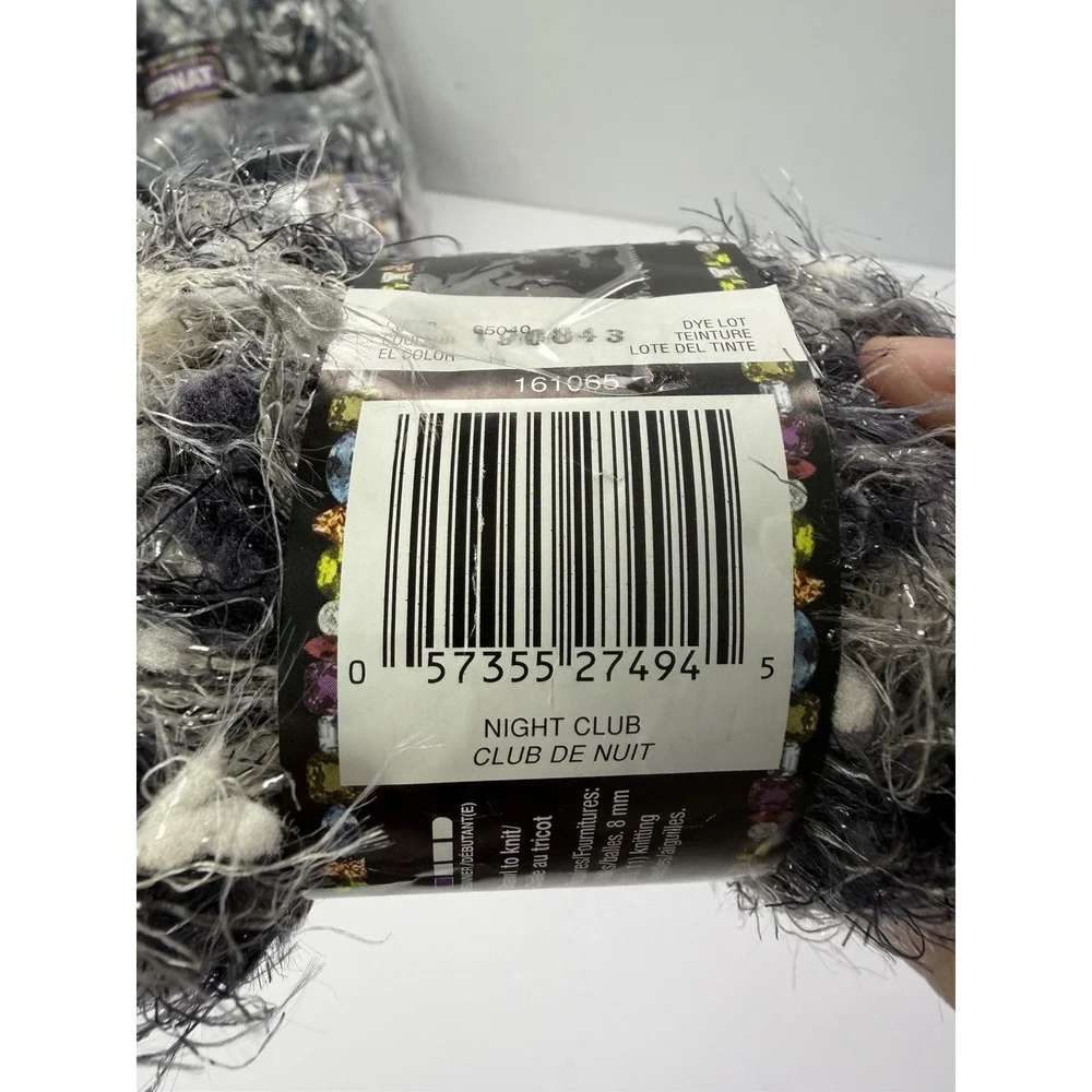 Bernat Bling Bling Yarn Lot of 9 Skeins Night Club Gray Bulky